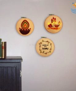 Hoop-Broideries Corporate Handmade Diwali LED Embroidery Hoop Art