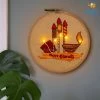 Hoop-Broideries Corporate Handmade Diwali LED Embroidery Hoop Art