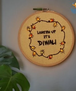 Hoop-Broideries Corporate Handmade Diwali LED Embroidery Hoop Art
