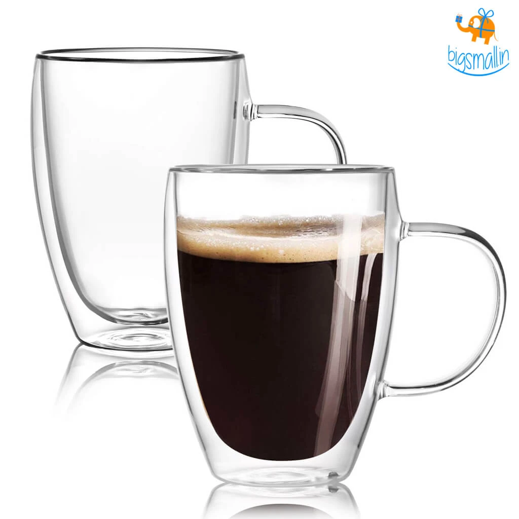 Devnow Double Wall Glass Mug - Set Of 2 Corporate