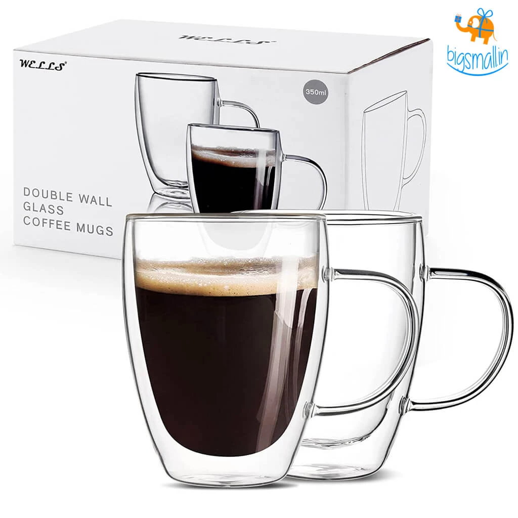 Devnow Double Wall Glass Mug - Set Of 2 Corporate