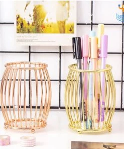 Artnery Drum Shaped Metallic Pen Stand