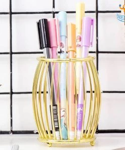 Artnery Drum Shaped Metallic Pen Stand