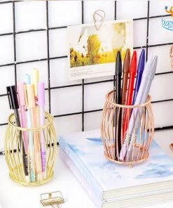 Artnery Drum Shaped Metallic Pen Stand