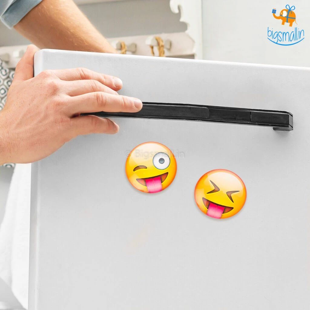 Bigsmall_hmk Emoji Crystal Glass Fridge Magnets- Set Of 2 All Of It