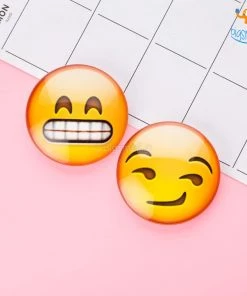 Bigsmall_hmk Emoji Crystal Glass Fridge Magnets- Set Of 2 All Of It