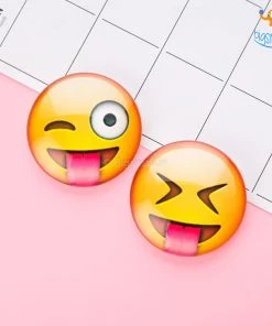 Bigsmall_hmk Emoji Crystal Glass Fridge Magnets- Set Of 2 All Of It