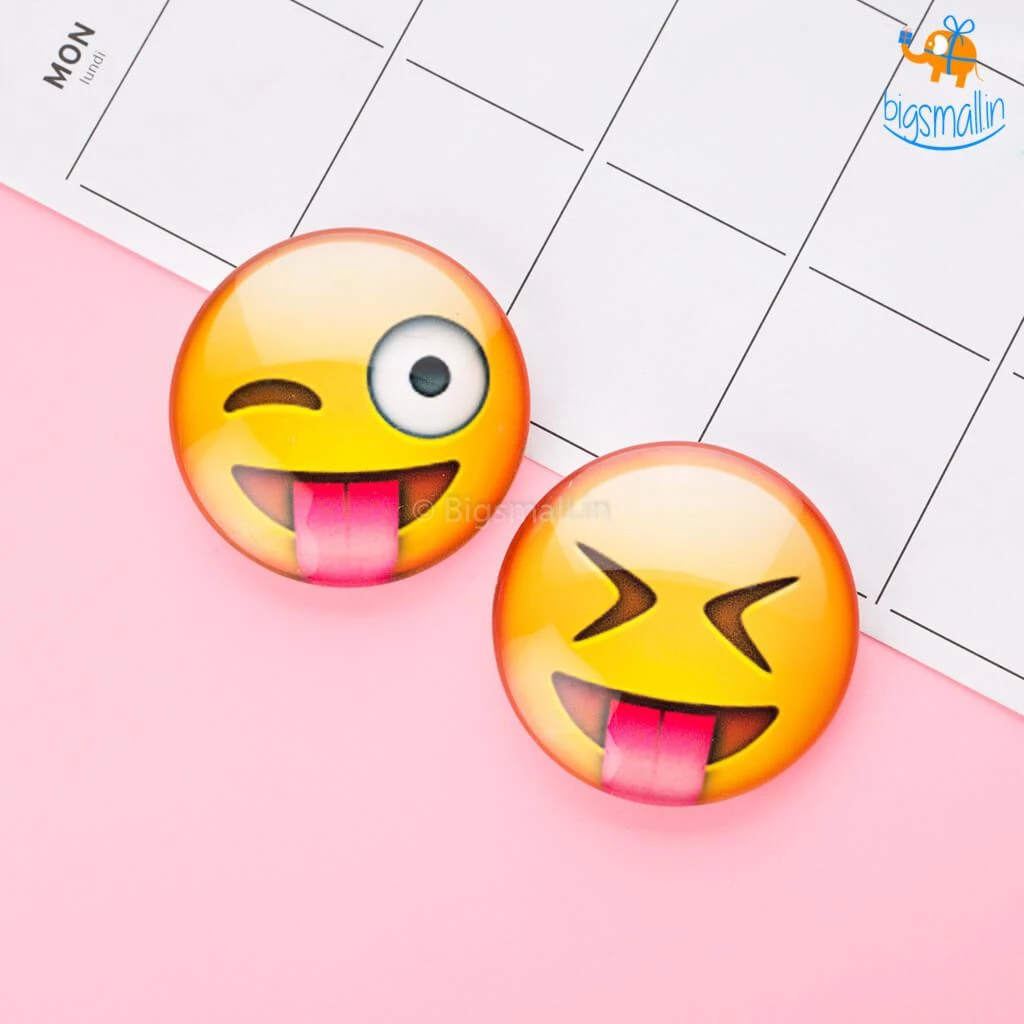 Bigsmall_hmk Emoji Crystal Glass Fridge Magnets- Set Of 2 All Of It