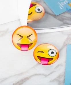 Bigsmall_hmk Emoji Crystal Glass Fridge Magnets- Set Of 2 All Of It