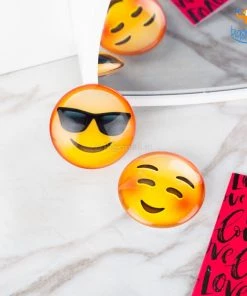 Bigsmall_hmk Emoji Crystal Glass Fridge Magnets- Set Of 2 All Of It