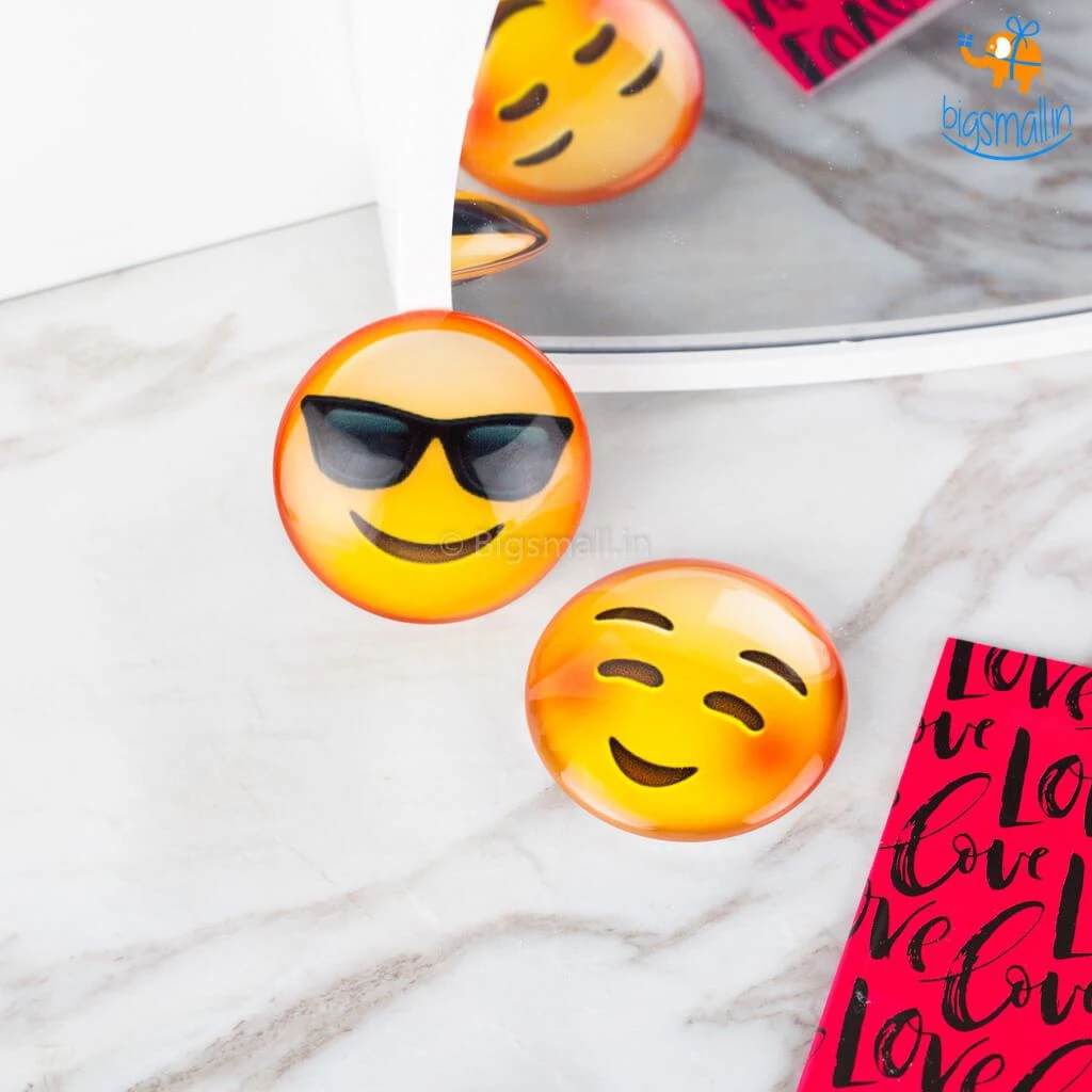 Bigsmall_hmk Emoji Crystal Glass Fridge Magnets- Set Of 2 All Of It