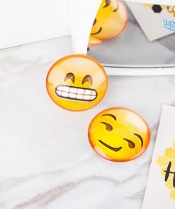 Bigsmall_hmk Emoji Crystal Glass Fridge Magnets- Set Of 2 All Of It