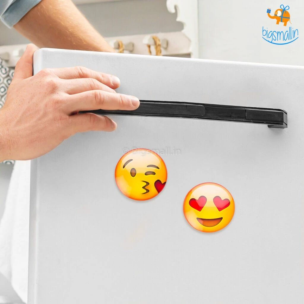 Bigsmall_hmk Emoji Crystal Glass Fridge Magnets- Set Of 2 All Of It