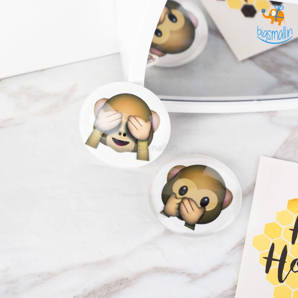 Bigsmall_hmk Emoji Crystal Glass Fridge Magnets- Set Of 2 All Of It