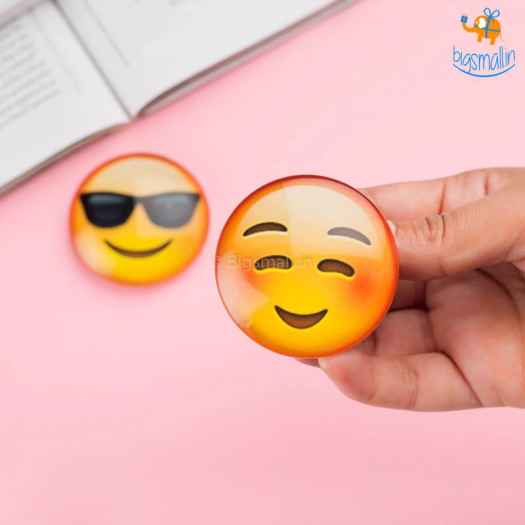 Bigsmall_hmk Emoji Crystal Glass Fridge Magnets- Set Of 2 All Of It