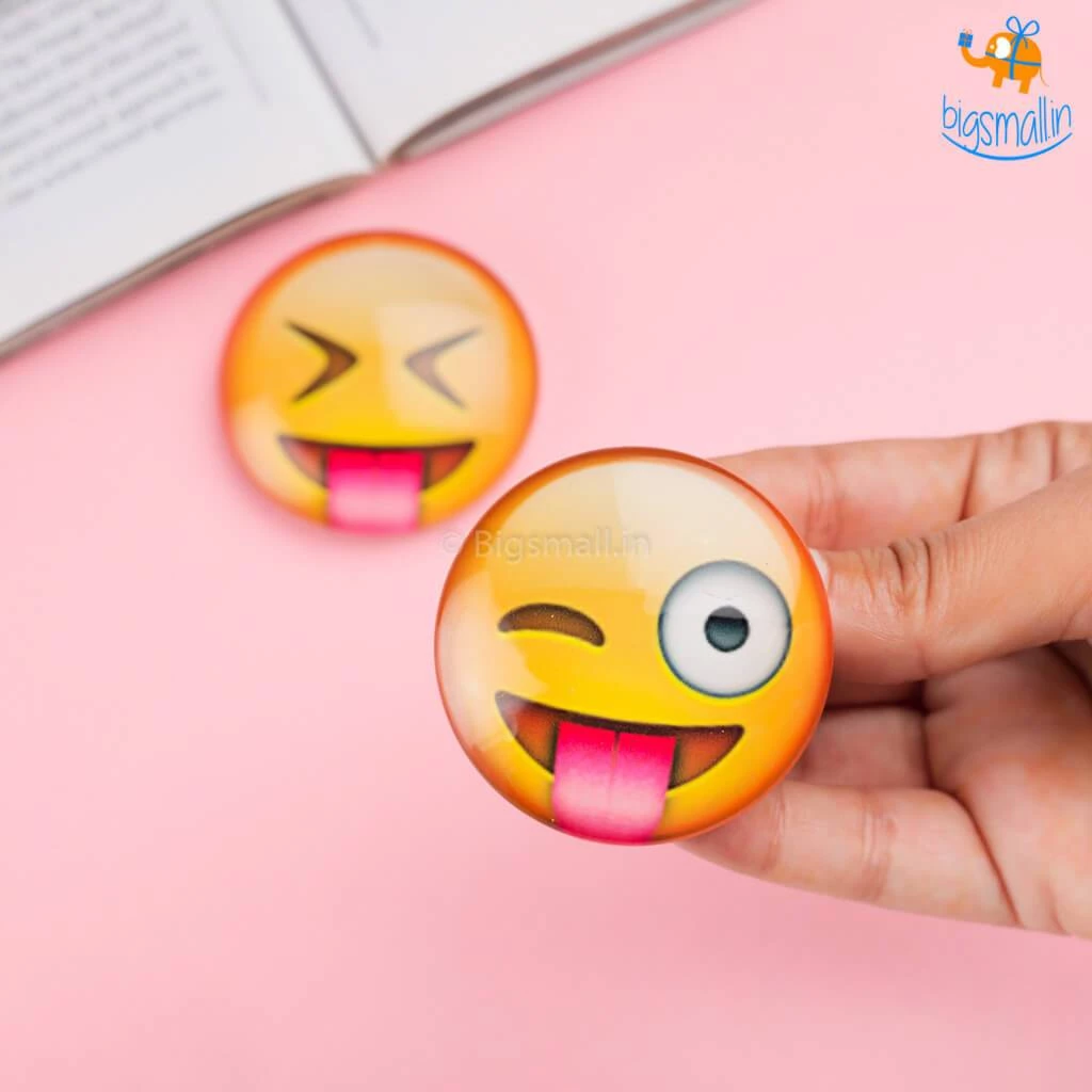 Bigsmall_hmk Emoji Crystal Glass Fridge Magnets- Set Of 2 All Of It