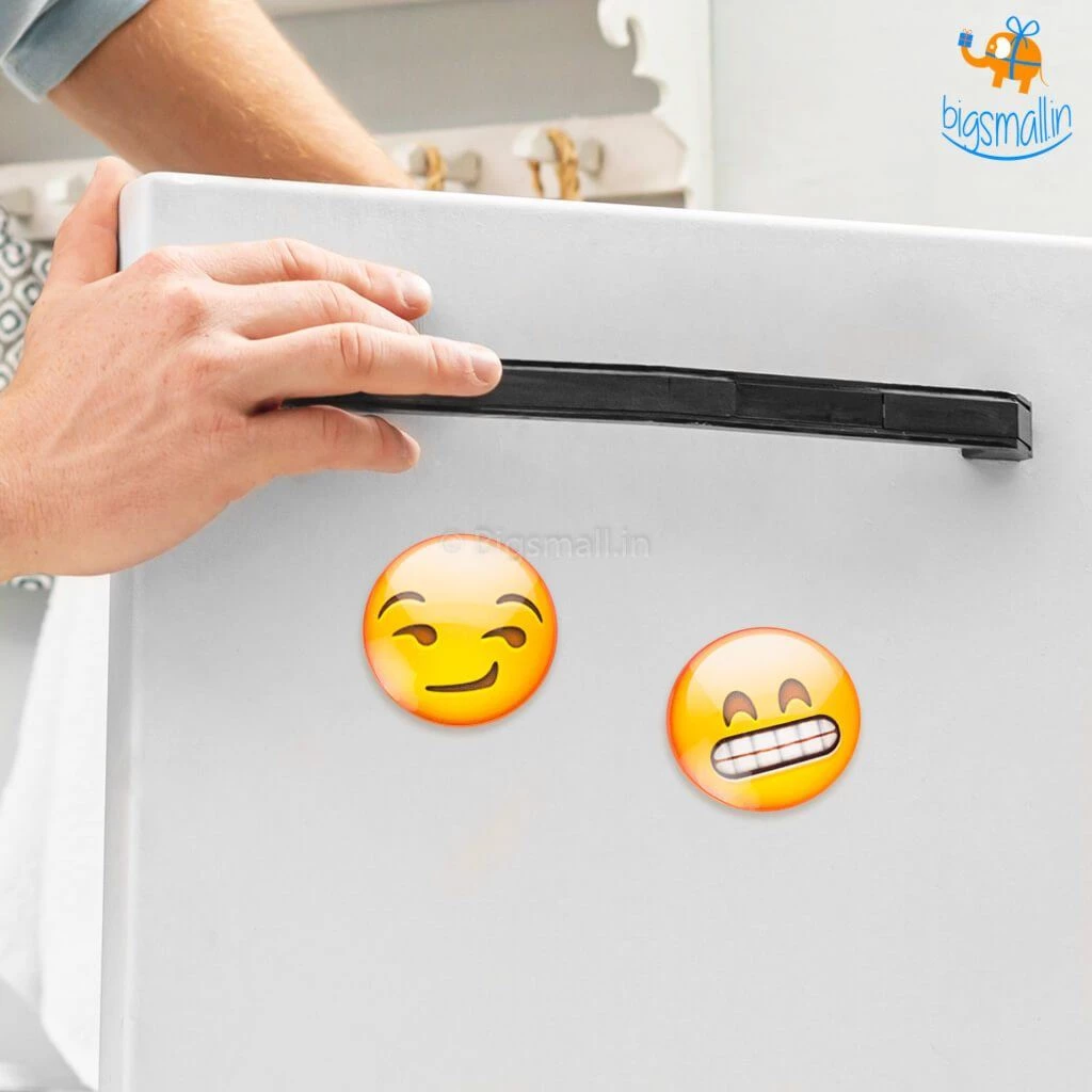 Bigsmall_hmk Emoji Crystal Glass Fridge Magnets- Set Of 2 All Of It