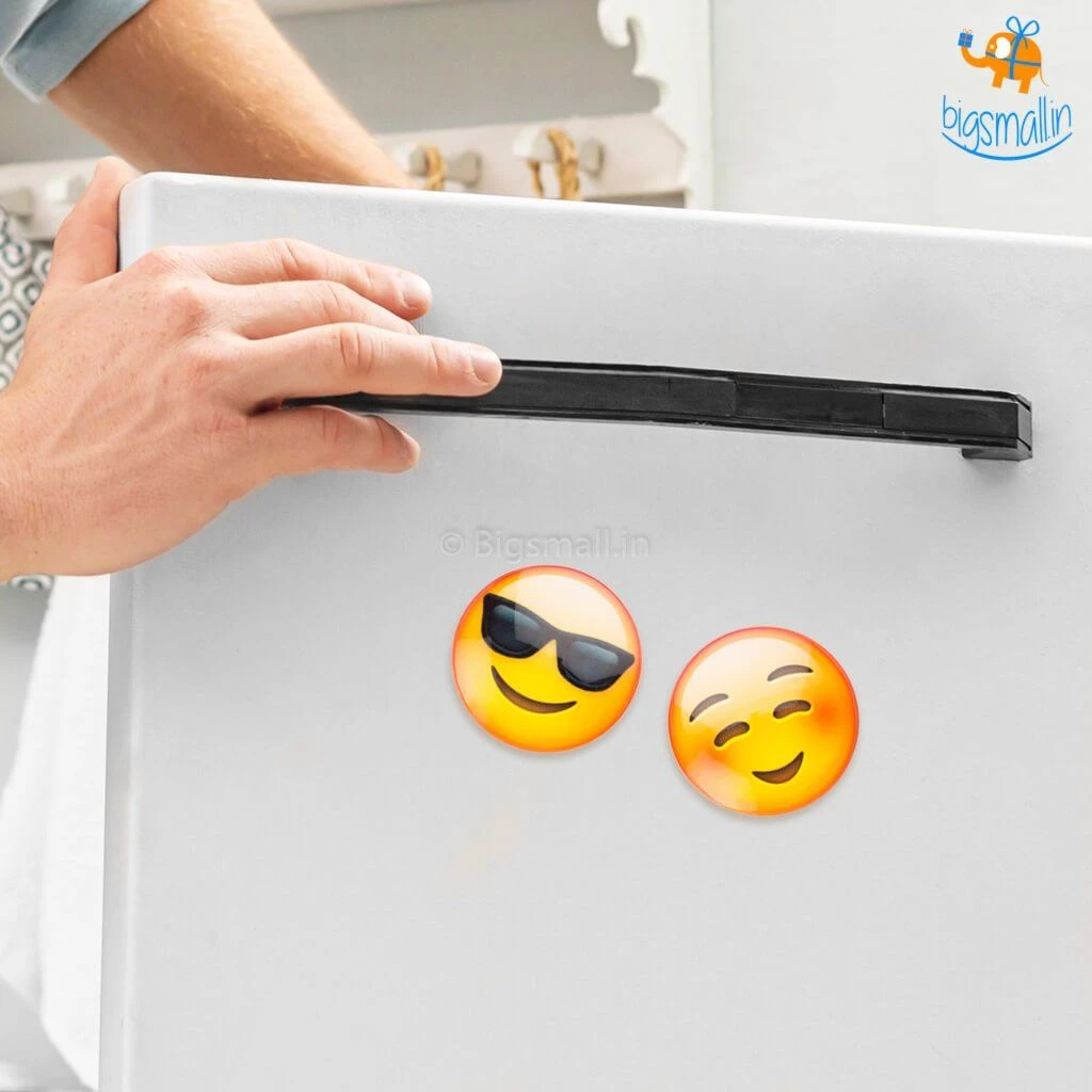 Bigsmall_hmk Emoji Crystal Glass Fridge Magnets- Set Of 2 All Of It
