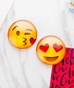 Bigsmall_hmk Emoji Crystal Glass Fridge Magnets- Set Of 2 All Of It