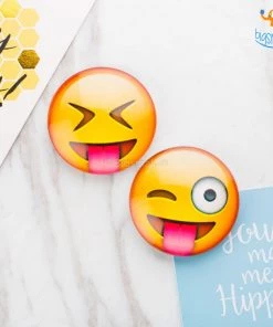 Bigsmall_hmk Emoji Crystal Glass Fridge Magnets- Set Of 2 All Of It
