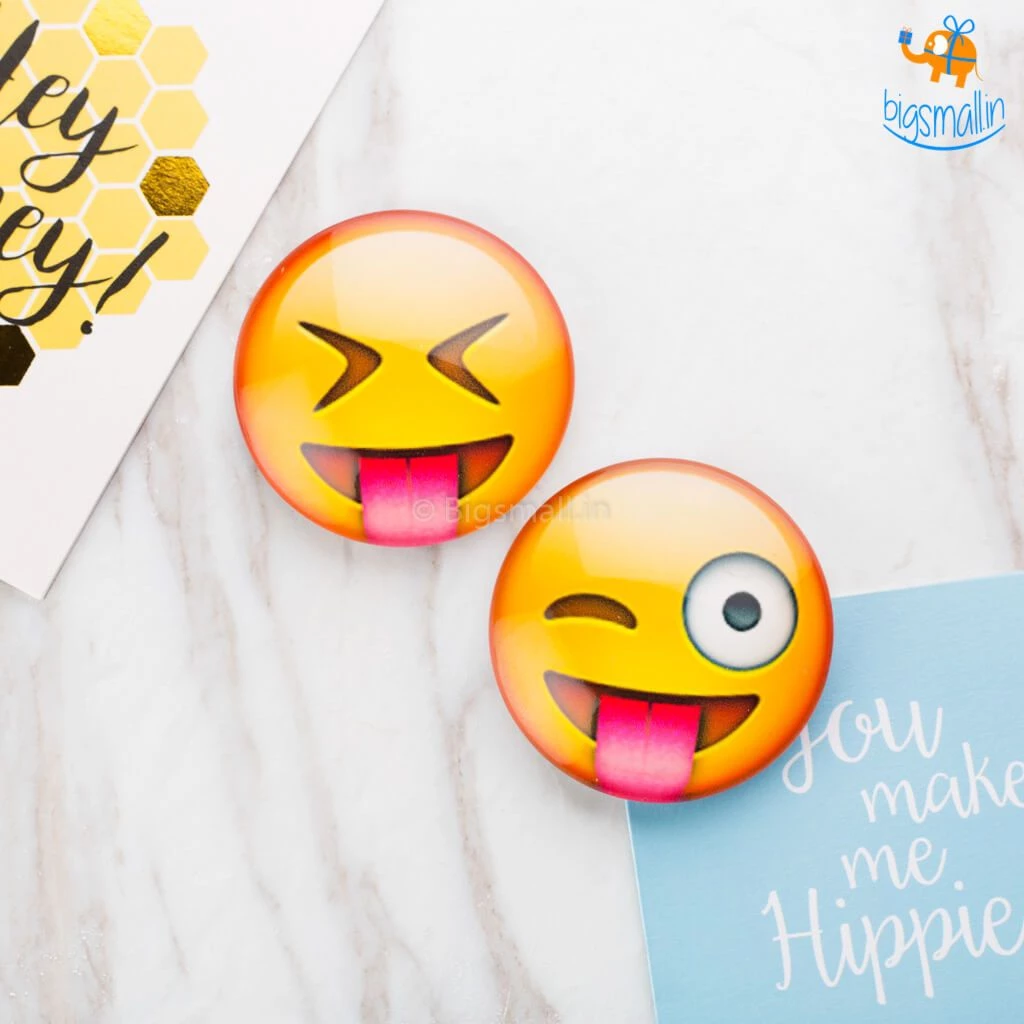 Bigsmall_hmk Emoji Crystal Glass Fridge Magnets- Set Of 2 All Of It