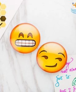 Bigsmall_hmk Emoji Crystal Glass Fridge Magnets- Set Of 2 All Of It