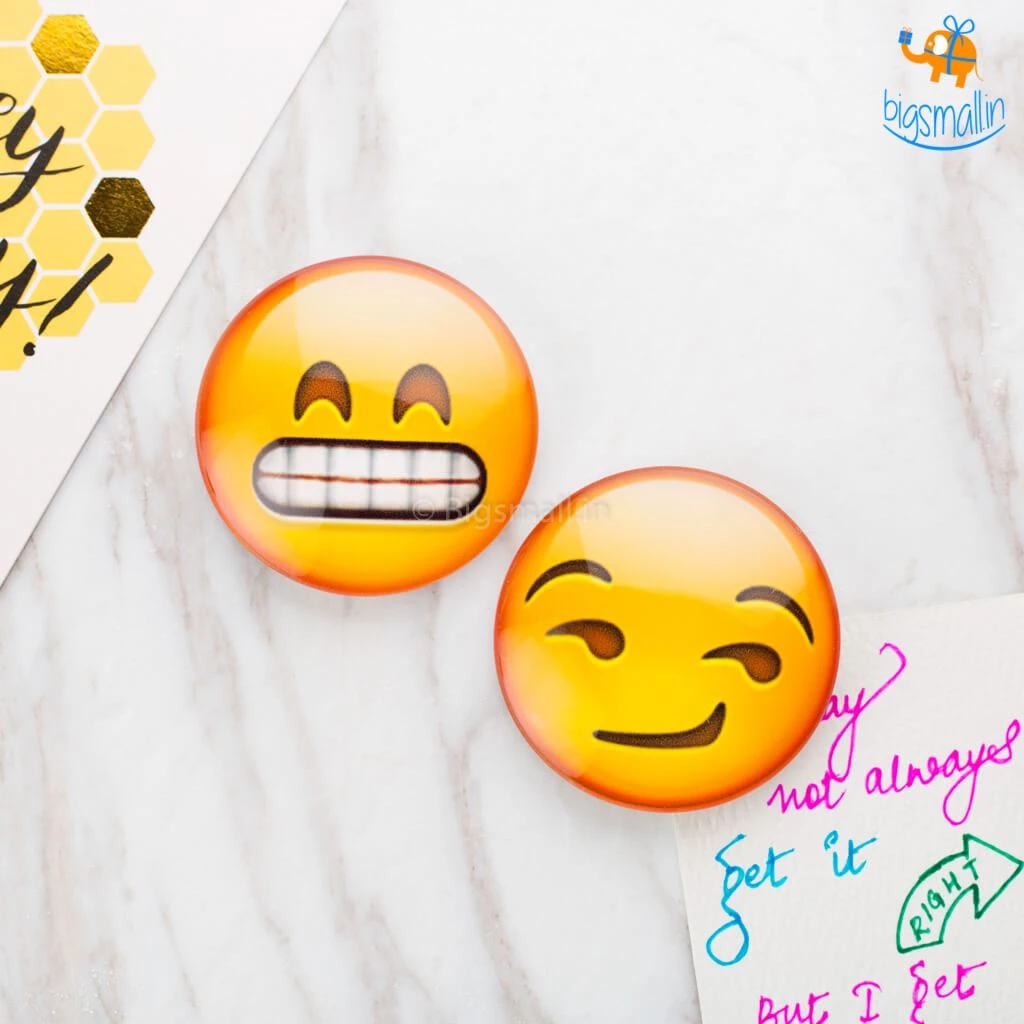 Bigsmall_hmk Emoji Crystal Glass Fridge Magnets- Set Of 2 All Of It