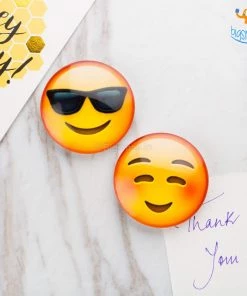 Bigsmall_hmk Emoji Crystal Glass Fridge Magnets- Set Of 2 All Of It