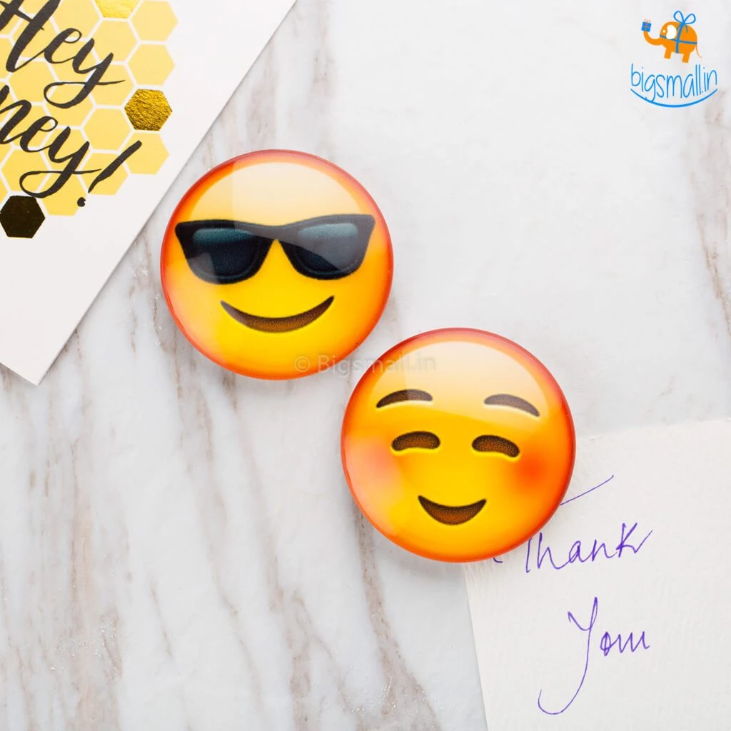 Bigsmall_hmk Emoji Crystal Glass Fridge Magnets- Set Of 2 All Of It