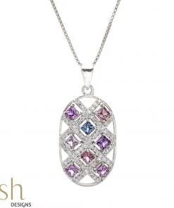 Ash Designs Berry Multi-Sapphire Pendant With Silver Chain Sale
