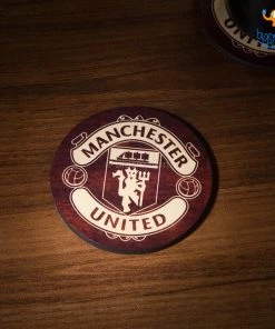 Bigsmall_cc Father's Day Manchester United Wooden Coasters - Set Of 4