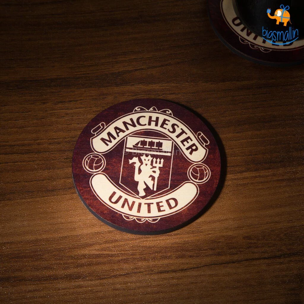 Bigsmall_cc Father's Day Manchester United Wooden Coasters - Set Of 4