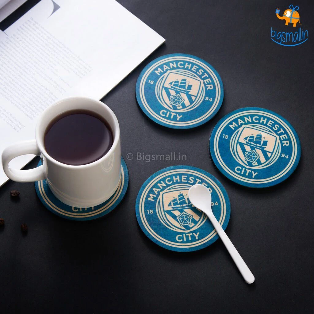 Bigsmall_cc Manchester City Wooden Coasters - Set Of 4