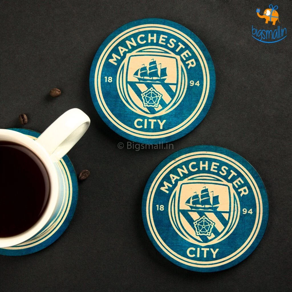 Bigsmall_cc Manchester City Wooden Coasters - Set Of 4