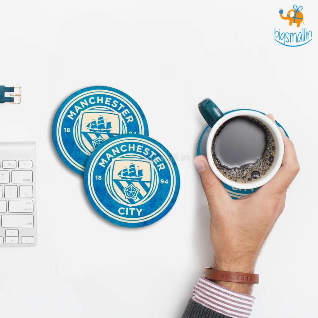 Bigsmall_cc Manchester City Wooden Coasters - Set Of 4