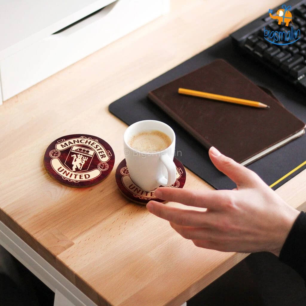 Bigsmall_cc Father's Day Manchester United Wooden Coasters - Set Of 4
