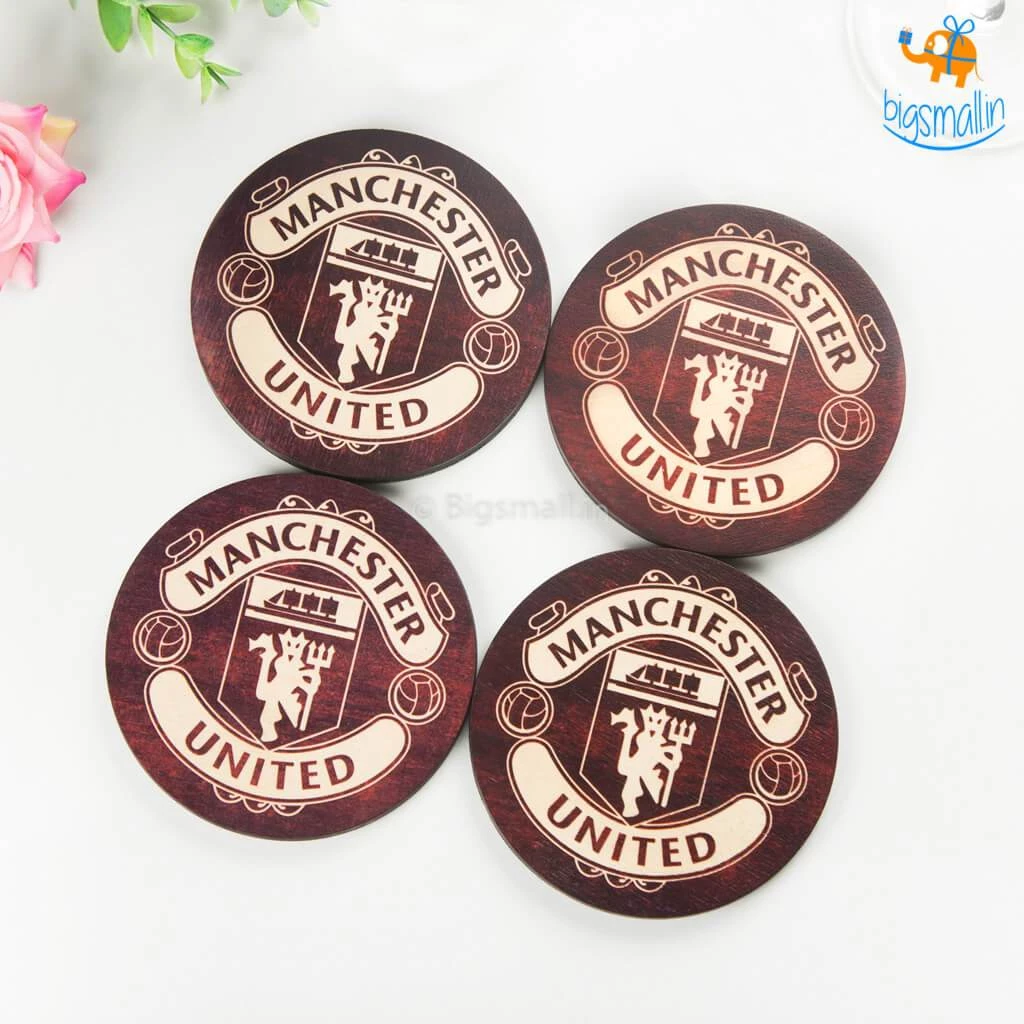 Bigsmall_cc Father's Day Manchester United Wooden Coasters - Set Of 4
