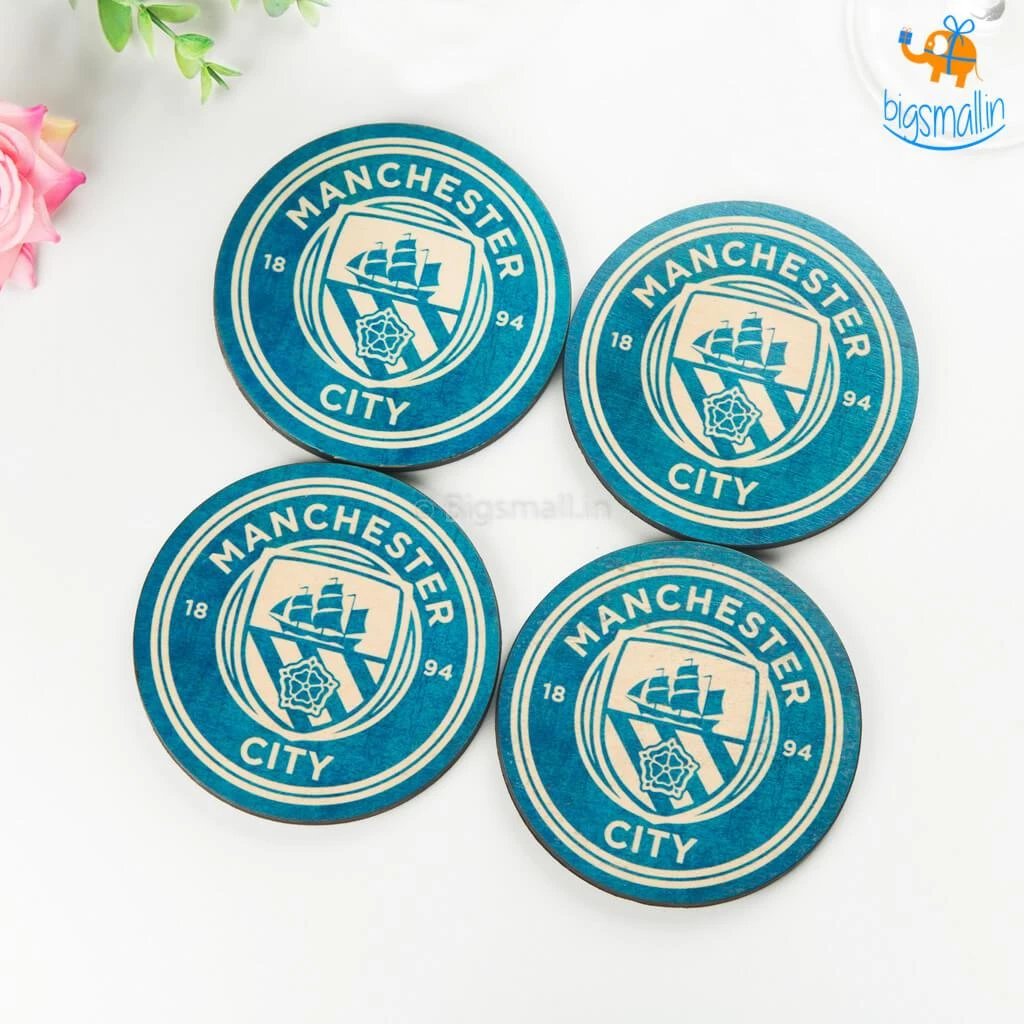 Bigsmall_cc Manchester City Wooden Coasters - Set Of 4