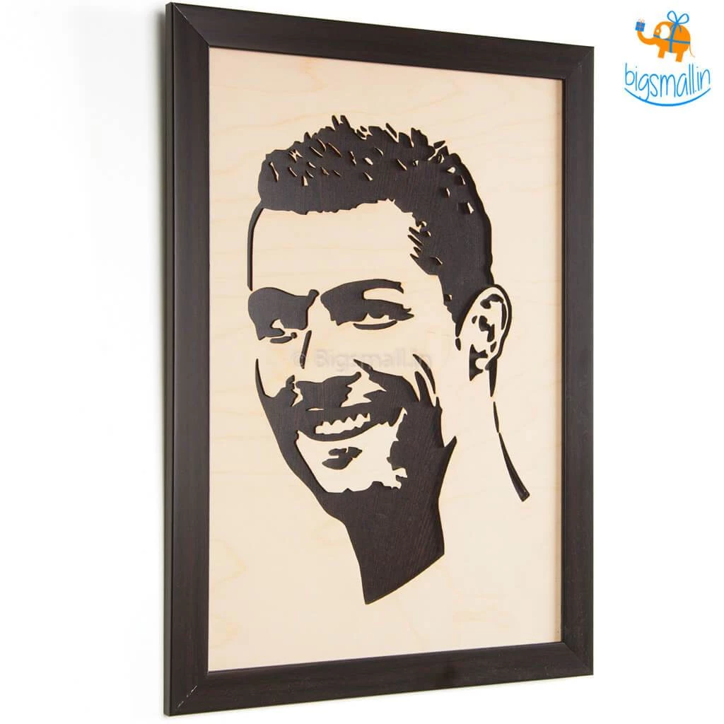 Bigsmall_cc Footballer Engraved Wooden Frame (19 X 13 Inches)