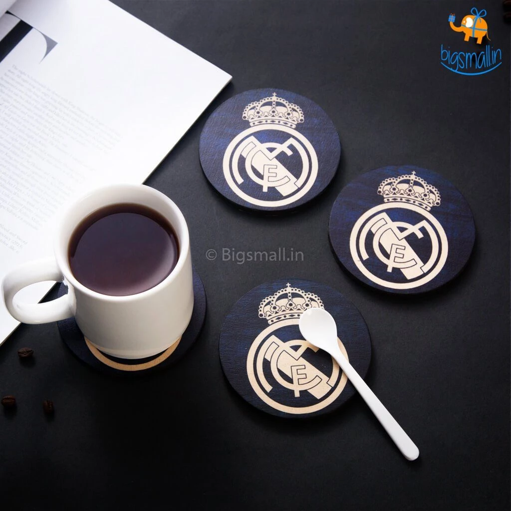 Bigsmall_cc Real Madrid Wooden Coasters - Set Of 4