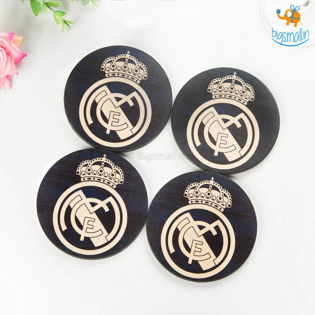Bigsmall_cc Real Madrid Wooden Coasters - Set Of 4
