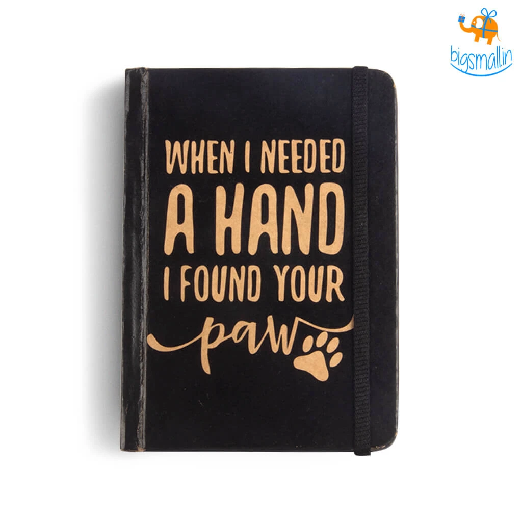 Mooch Design Studio I Found Your Paw A6 Notebook With Elastic