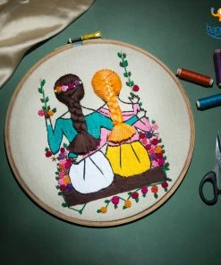 Hoop-Broideries All Of It Handmade Friends On A Swing Embroidery Hoop Art