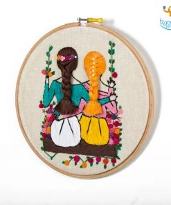 Hoop-Broideries All Of It Handmade Friends On A Swing Embroidery Hoop Art