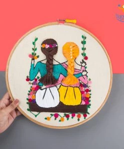 Hoop-Broideries All Of It Handmade Friends On A Swing Embroidery Hoop Art