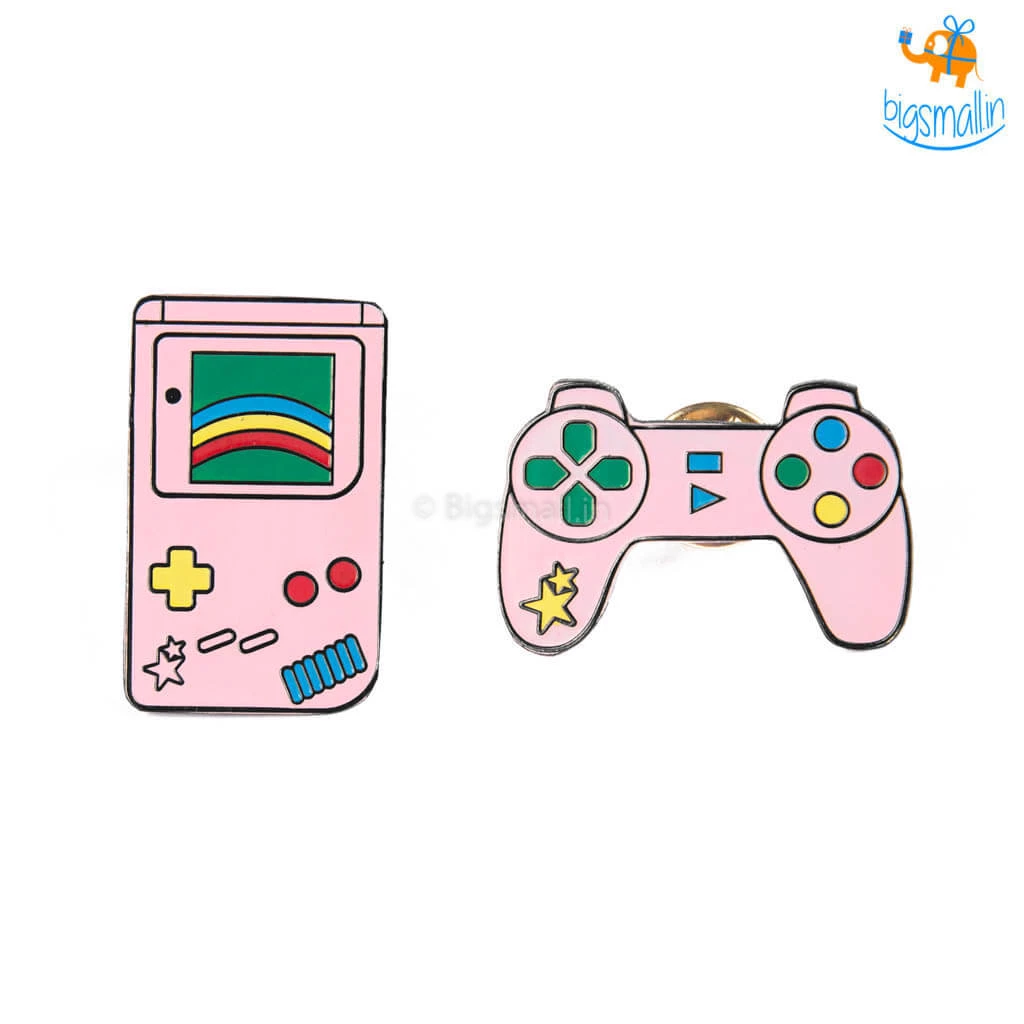 Bigsmall_piu Gamer Metallic Lapel Pins - Set Of 2