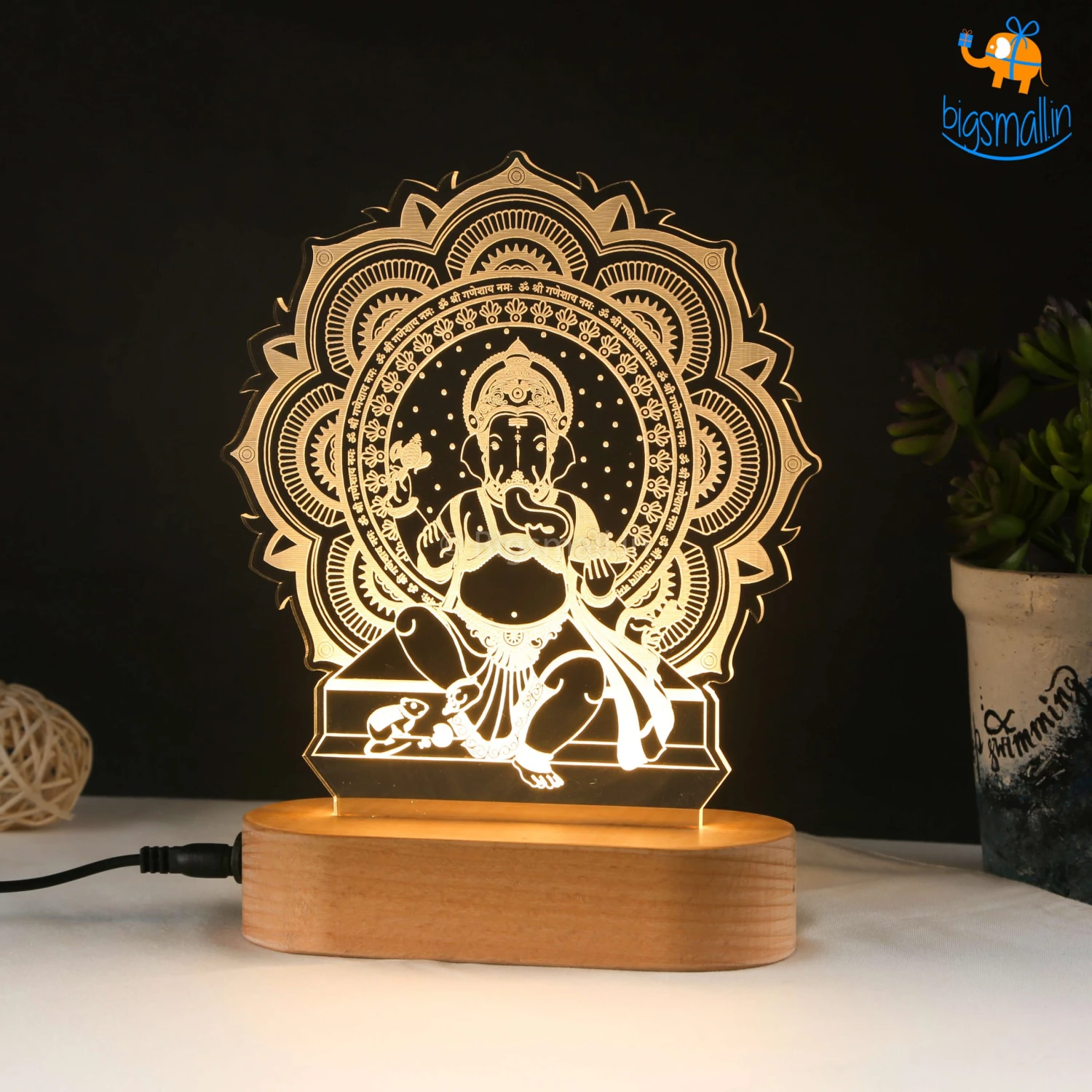 India Vibes All Of It Ganesha Hologram Lamp