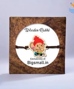 Bigsmall_cc All Of It Ganesha Wooden Rakhi