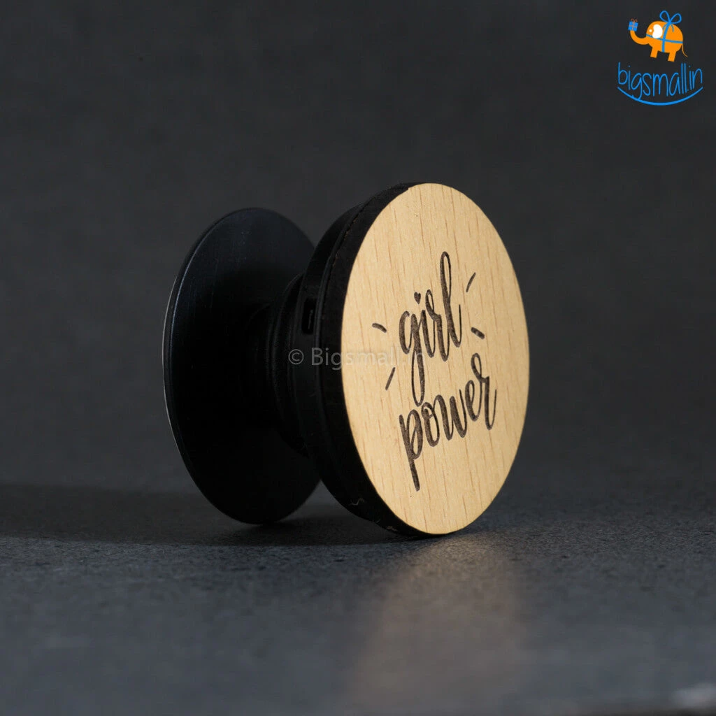 DesignWesign Girl Power Wooden Pop Socket