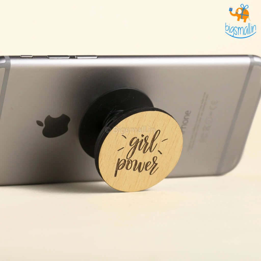 DesignWesign Girl Power Wooden Pop Socket